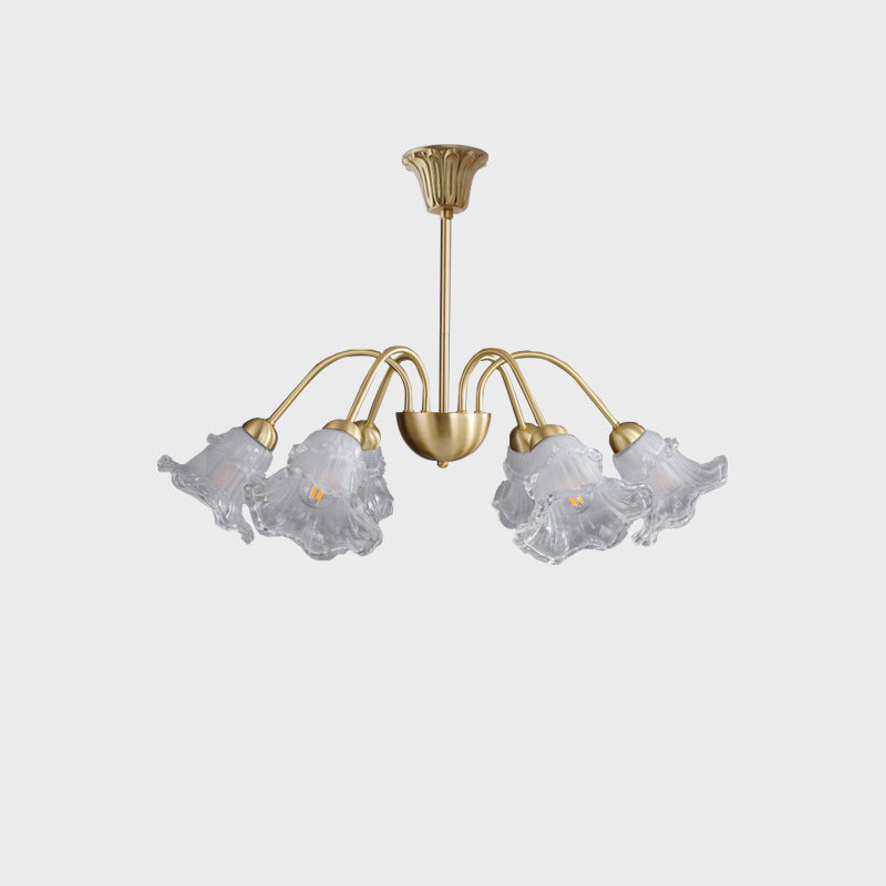 Contemporary Retro Morning Glory Copper Glass 5/6/8- Light Chandelier For Living Room