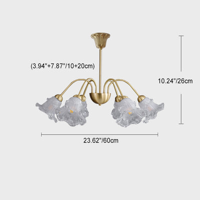 Contemporary Retro Morning Glory Copper Glass 5/6/8- Light Chandelier For Living Room