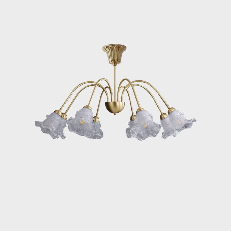 Contemporary Retro Morning Glory Copper Glass 5/6/8- Light Chandelier For Living Room