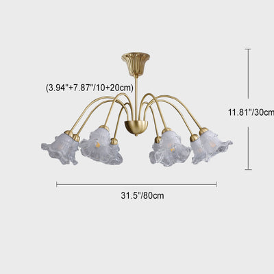 Contemporary Retro Morning Glory Copper Glass 5/6/8- Light Chandelier For Living Room