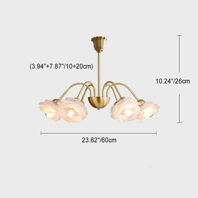 Modern Art Deco Rose Copper Glass 5/6/8- Light Chandelier For Living Room