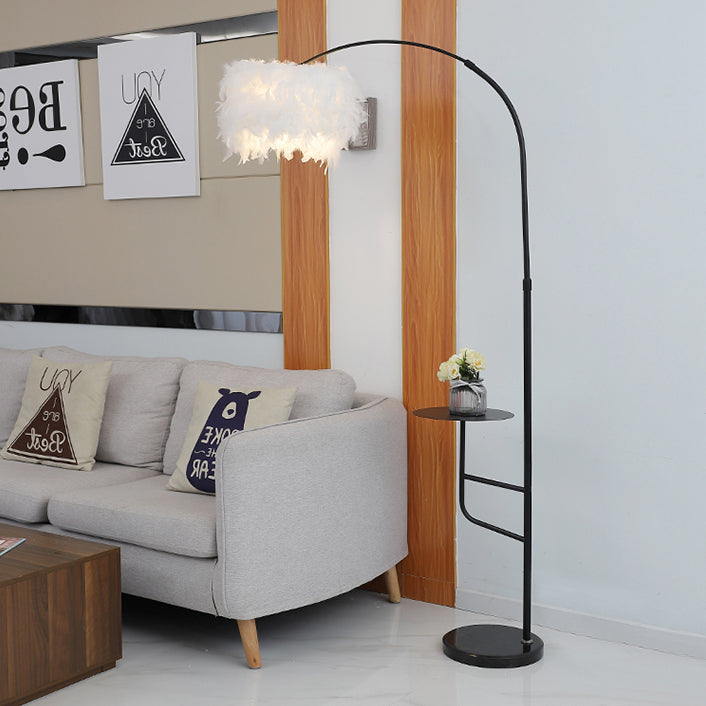 Contemporary Nordic Marble Iron Feather 1- Light Standing Floor Lamp For Living Room