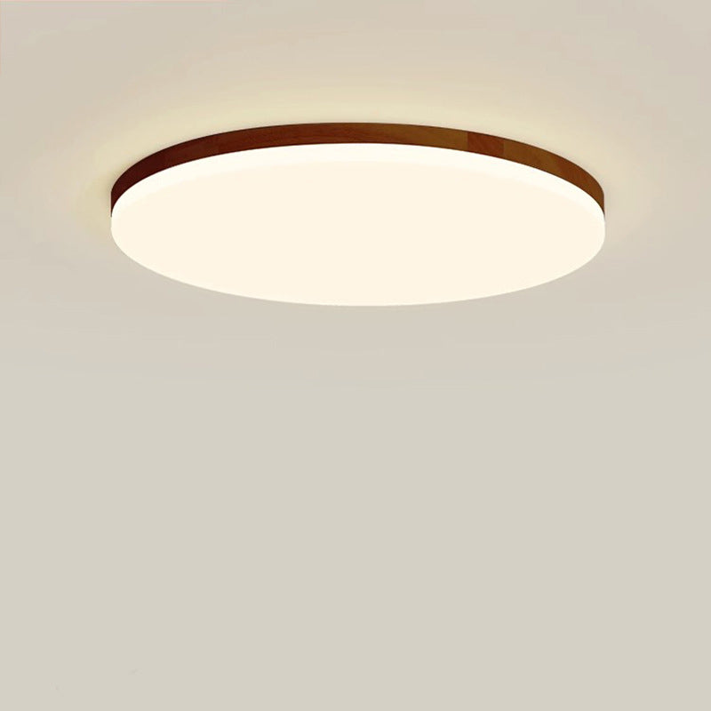 Modern Simplicity Round Acrylic Wood Edge LED Flush Mount Ceiling Light For Bedroom