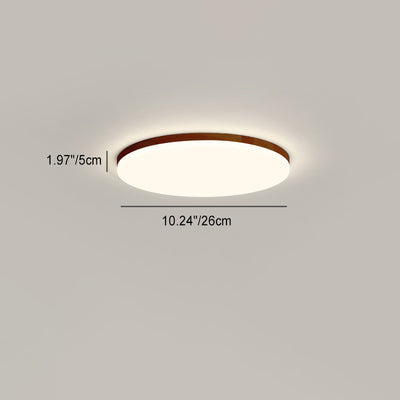 Modern Simplicity Round Acrylic Wood Edge LED Flush Mount Ceiling Light For Bedroom