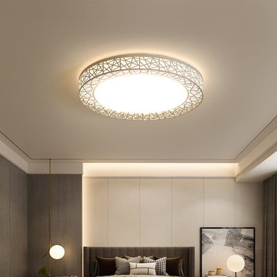 Contemporary Creative Bird's Nest Acrylic Iron LED Flush Mount Ceiling Light For Bedroom