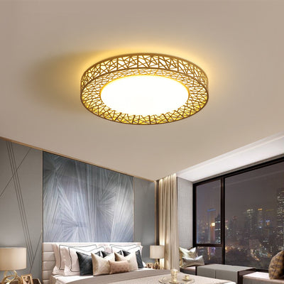 Contemporary Creative Bird's Nest Acrylic Iron LED Flush Mount Ceiling Light For Bedroom