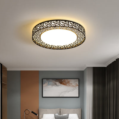 Contemporary Creative Bird's Nest Acrylic Iron LED Flush Mount Ceiling Light For Bedroom