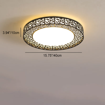 Contemporary Creative Bird's Nest Acrylic Iron LED Flush Mount Ceiling Light For Bedroom