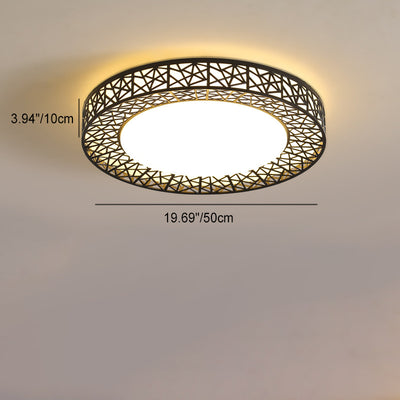 Contemporary Creative Bird's Nest Acrylic Iron LED Flush Mount Ceiling Light For Bedroom