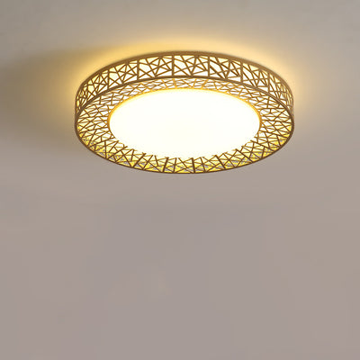 Contemporary Creative Bird's Nest Acrylic Iron LED Flush Mount Ceiling Light For Bedroom