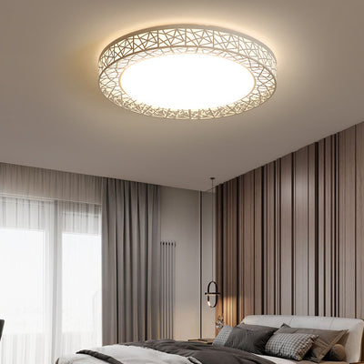 Contemporary Creative Bird's Nest Acrylic Iron LED Flush Mount Ceiling Light For Bedroom