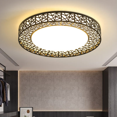 Contemporary Creative Bird's Nest Acrylic Iron LED Flush Mount Ceiling Light For Bedroom