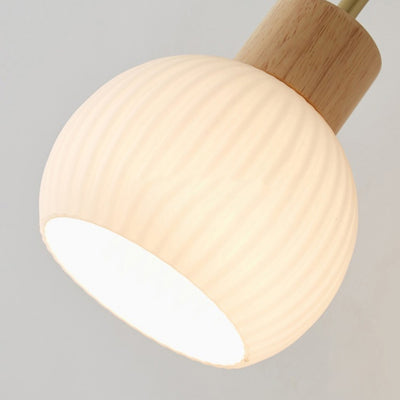 Contemporary Nordic Glass Wood 1- Light Wall Sconce Lamp For Bedroom