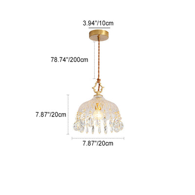 Traditional French Aluminum Glass 1- Light Pendant Light For Hallways