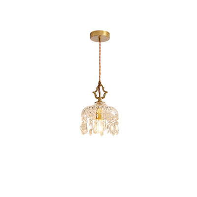 Traditional French Aluminum Glass 1- Light Pendant Light For Hallways