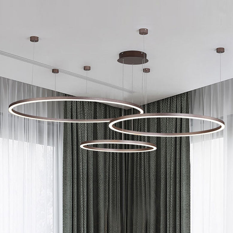 Modern Simplicity Aluminum Acrylic 3- Circle LED Chandelier For Living Room