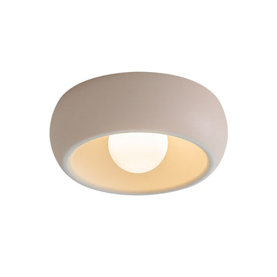 Modern Simplicity Round Cream Steel Glass LED Flush Mount Ceiling Light For Hallways