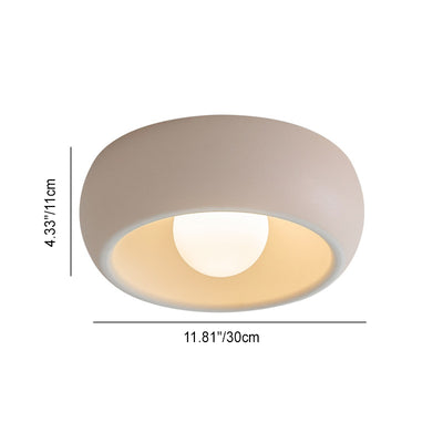 Modern Simplicity Round Cream Steel Glass LED Flush Mount Ceiling Light For Hallways