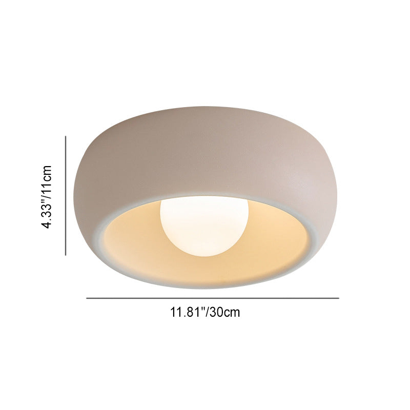 Modern Simplicity Round Cream Steel Glass LED Flush Mount Ceiling Light For Hallways