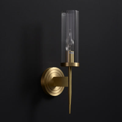 Modern Minimalist Copper Glass Cylinder 1/2 - Light Wall Sconce Lamp For Living Room