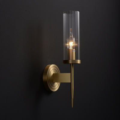 Modern Minimalist Copper Glass Cylinder 1/2 - Light Wall Sconce Lamp For Living Room