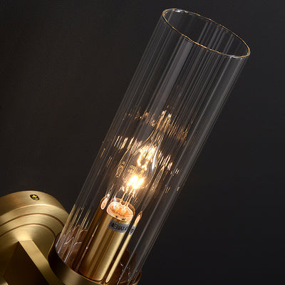 Modern Minimalist Copper Glass Cylinder 1/2 - Light Wall Sconce Lamp For Living Room