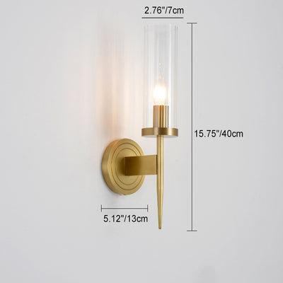 Modern Minimalist Copper Glass Cylinder 1/2 - Light Wall Sconce Lamp For Living Room