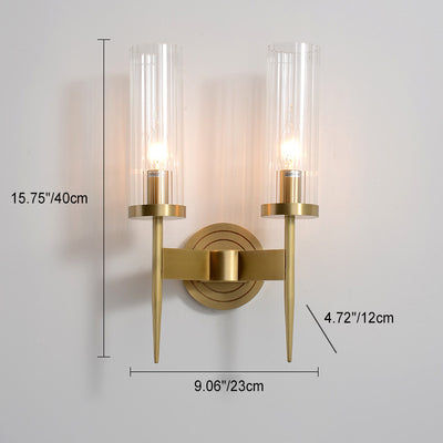 Modern Minimalist Copper Glass Cylinder 1/2 - Light Wall Sconce Lamp For Living Room