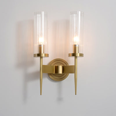 Modern Minimalist Copper Glass Cylinder 1/2 - Light Wall Sconce Lamp For Living Room