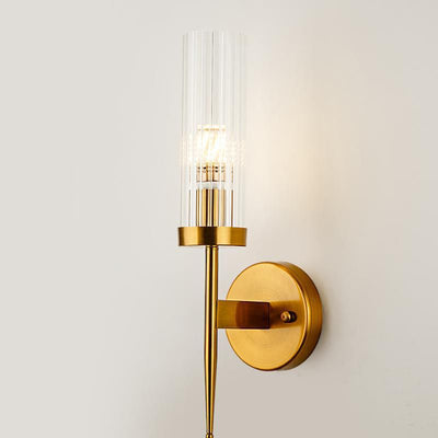 Modern Minimalist Copper Glass Cylinder 1/2 - Light Wall Sconce Lamp For Living Room