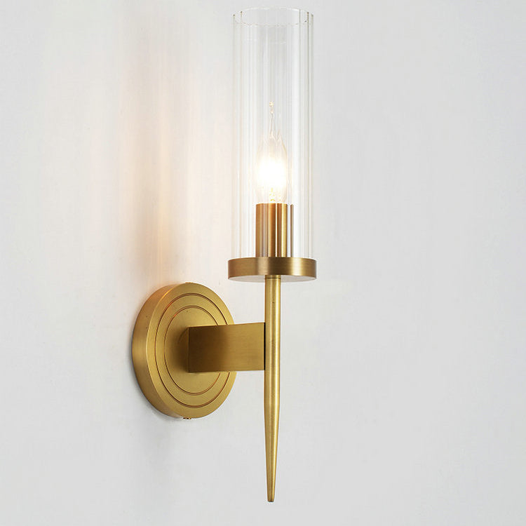 Modern Minimalist Copper Glass Cylinder 1/2 - Light Wall Sconce Lamp For Living Room