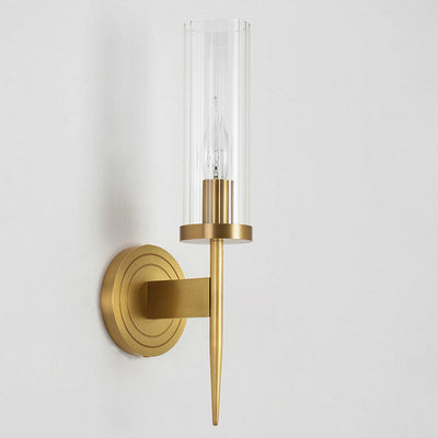 Modern Minimalist Copper Glass Cylinder 1/2 - Light Wall Sconce Lamp For Living Room