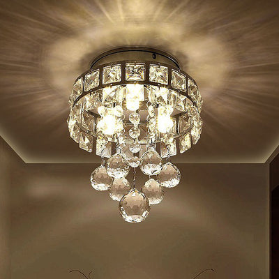 Contemporary Luxury Hardware Crystal 1 - Light Flush Mount Ceiling Light For Hallways