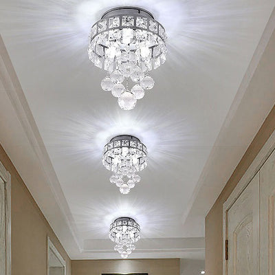 Contemporary Luxury Hardware Crystal 1 - Light Flush Mount Ceiling Light For Hallways