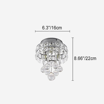 Contemporary Luxury Hardware Crystal 1 - Light Flush Mount Ceiling Light For Hallways