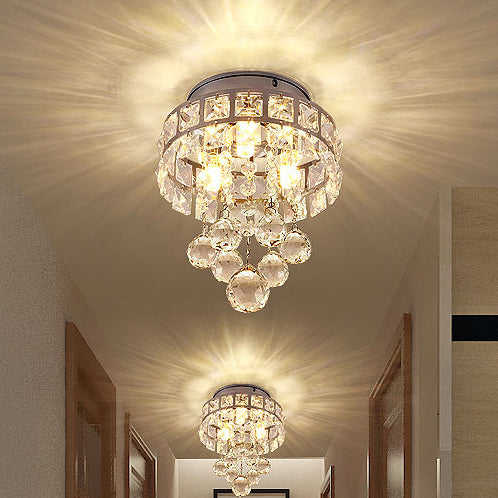 Contemporary Luxury Hardware Crystal 1 - Light Flush Mount Ceiling Light For Hallways