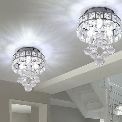 Contemporary Luxury Hardware Crystal 1 - Light Flush Mount Ceiling Light For Hallways