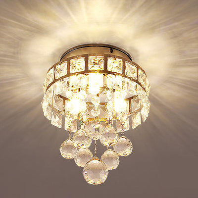 Contemporary Luxury Hardware Crystal 1 - Light Flush Mount Ceiling Light For Hallways