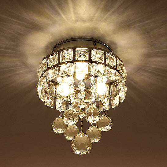 Contemporary Luxury Hardware Crystal 1 - Light Flush Mount Ceiling Light For Hallways