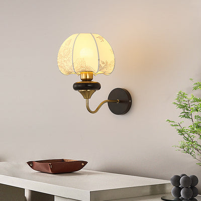 Applique murale LED traditionnelle chinoise en verre tout cuivre pour salon 