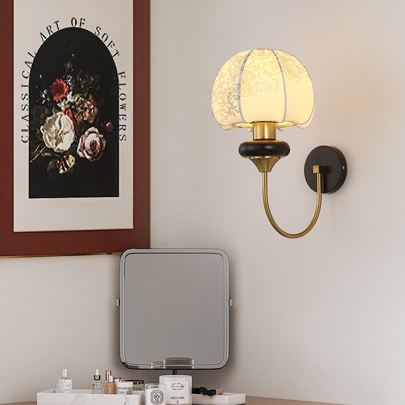 Applique murale LED traditionnelle chinoise en verre tout cuivre pour salon 