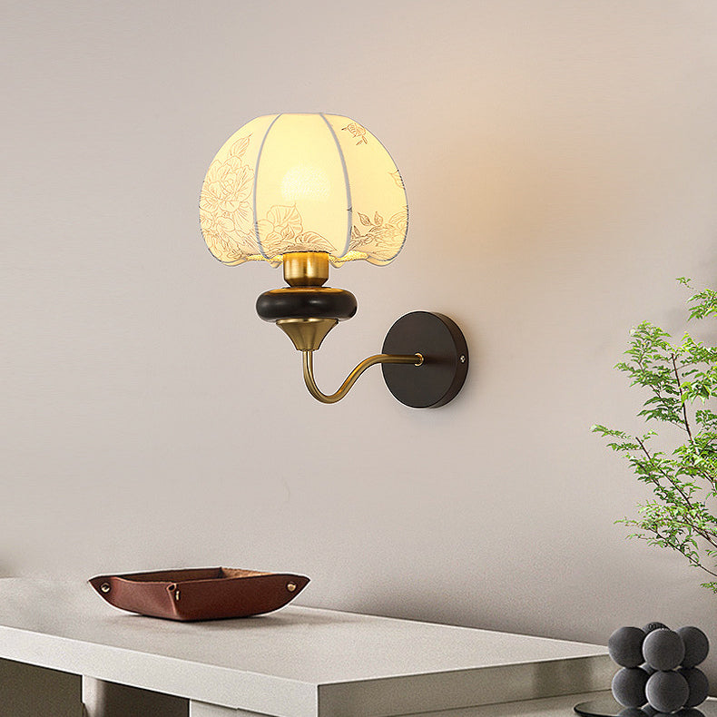 Applique murale LED traditionnelle chinoise en verre tout cuivre pour salon 