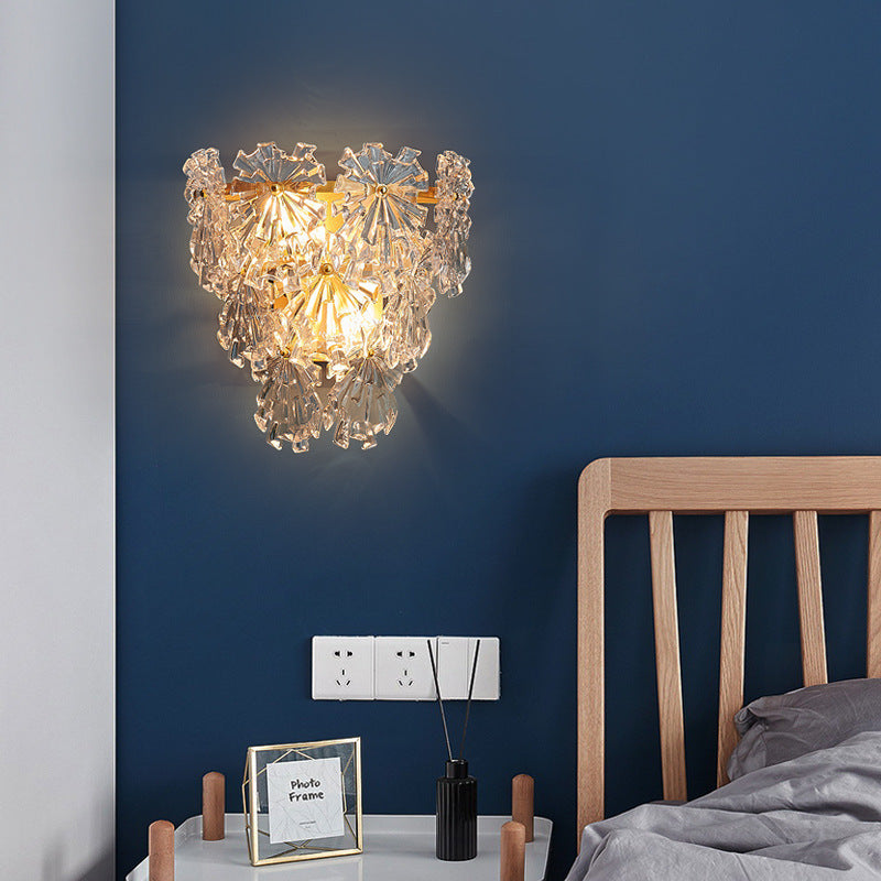 Contemporary Nordic Snowflake Shape Iron Crystal 2 - Light Wall Sconce Lamp For Bedside