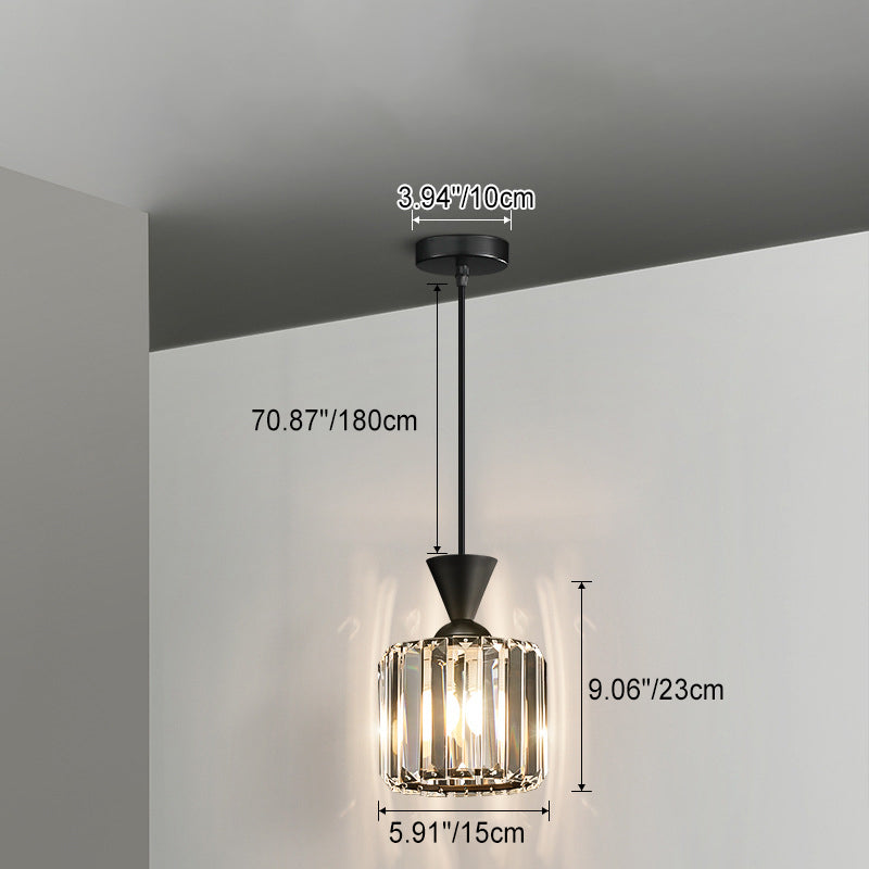 Modern Simplicity Round Square Iron Crystal 1/3 - Light Chandelier For Bedroom