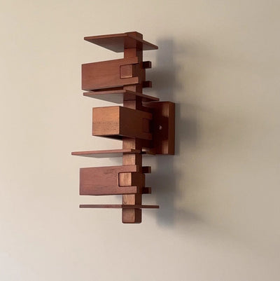 Contemporary Creative Brick Red Wood 1/3 - Light Wall Sconce Lamp For Living Room