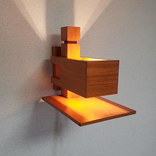 Contemporary Creative Brick Red Wood 1/3 - Light Wall Sconce Lamp For Living Room