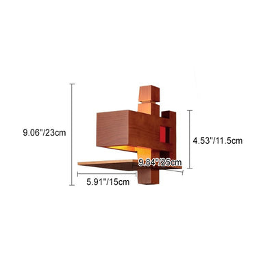 Contemporary Creative Brick Red Wood 1/3 - Light Wall Sconce Lamp For Living Room