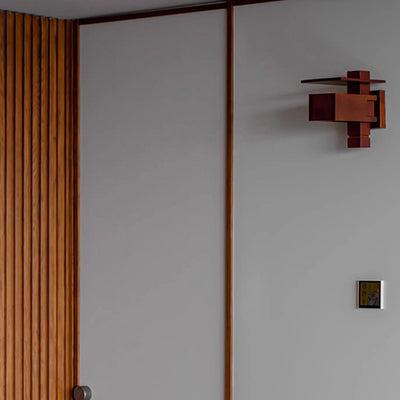 Contemporary Creative Brick Red Wood 1/3 - Light Wall Sconce Lamp For Living Room