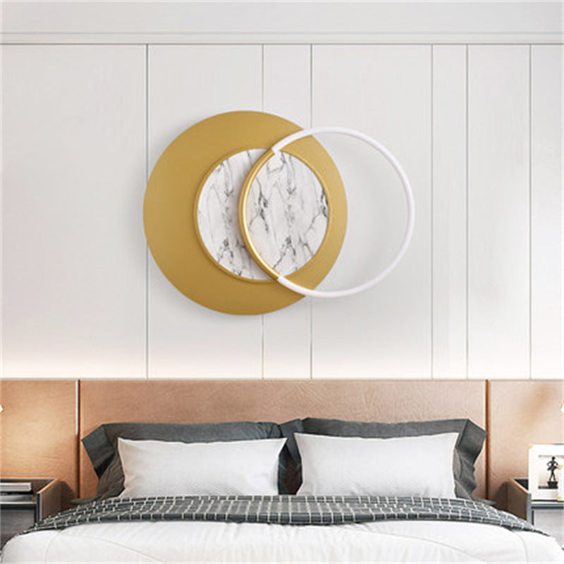 Modern Simplicity Marble Hardware Circle Splicing LED Wall Sconce Lamp For Living Room