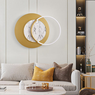 Modern Simplicity Marble Hardware Circle Splicing LED Wall Sconce Lamp For Living Room